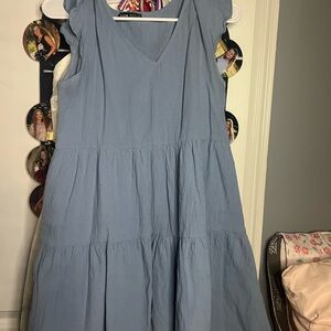 Blue Sleeveless Tiered Dress